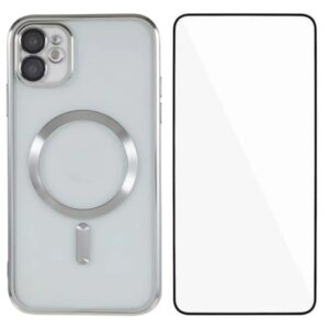 iPhone 11 Magnetic Skal MagSafe-kompatibel TPU + Skärmskydd – Silver
