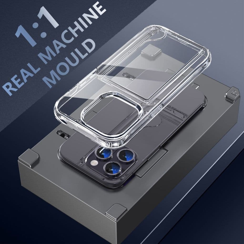 iPhone 14 Pro Plånboksskal Korthållare Stötsäker - Transparent - Bild 5