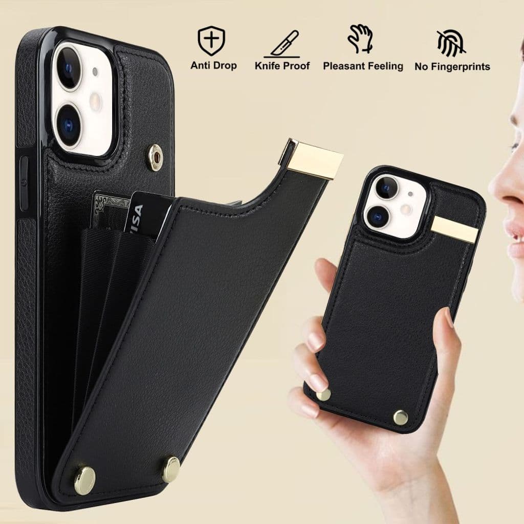 iPhone 12 Skal med korthållare - Svart