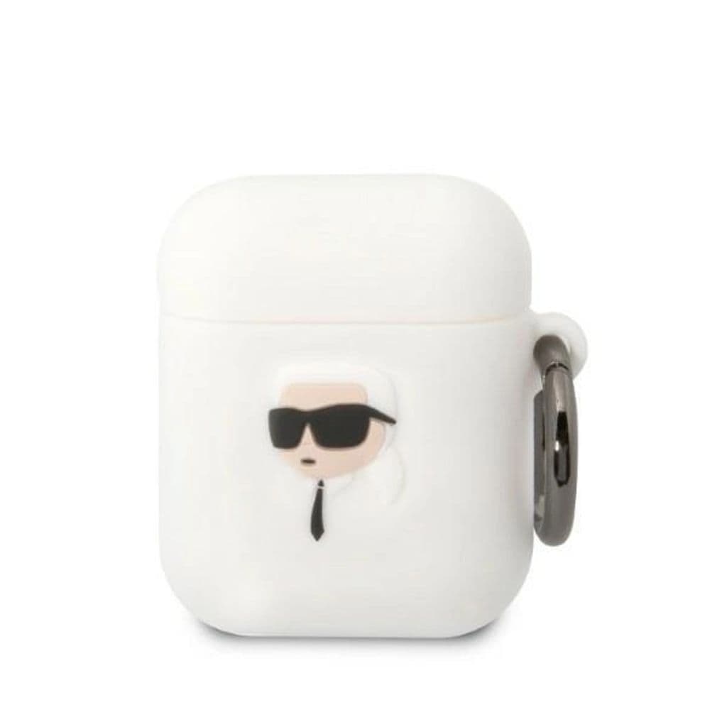 Karl Lagerfeld AirPods 1/2 silikon skal Karl's Head 3D - Vit