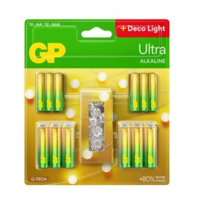 GP Ultra Alkaline 12st AA-batteri + 12st AAA-batteries + 2m Ljusslinga