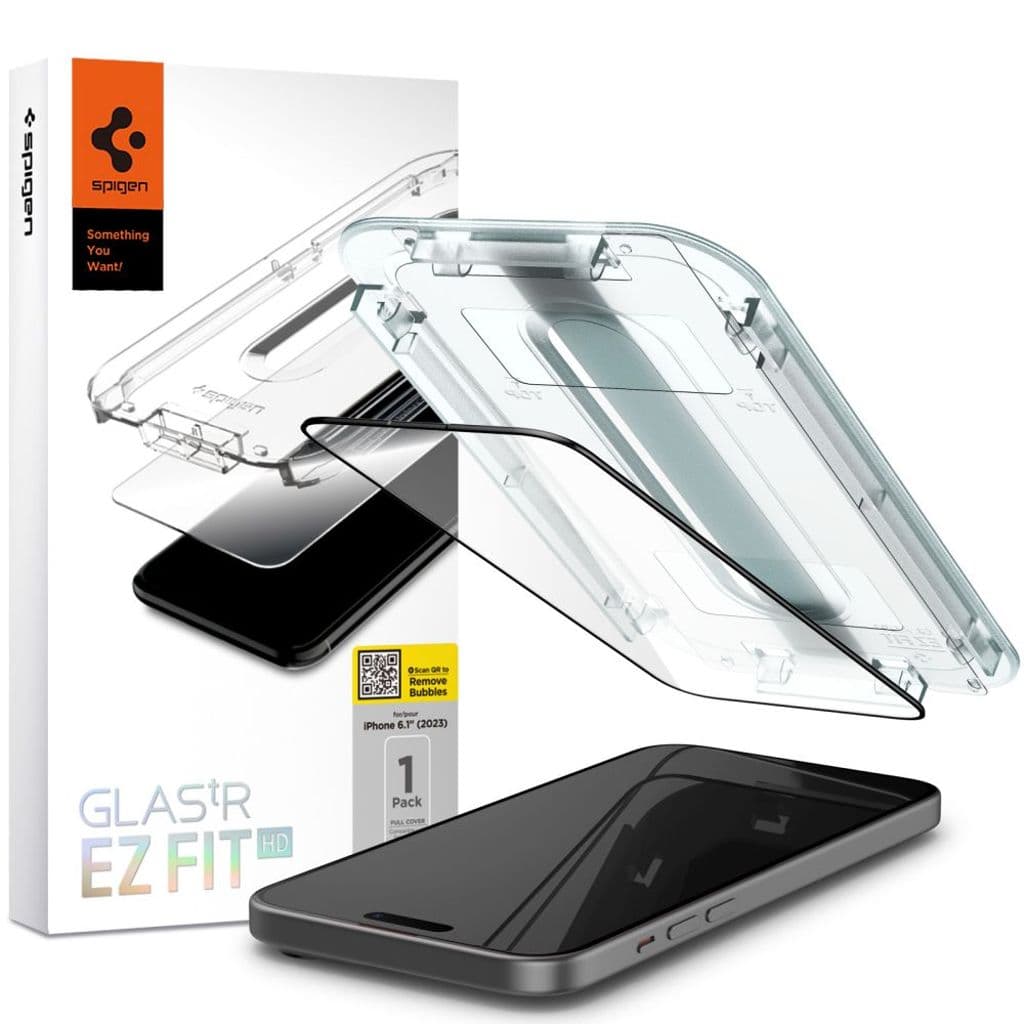 Spigen Glas.tR EZ Fit FC Skärmskydd till iPhone 15