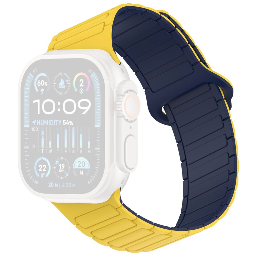 Apple Watch 42/41/40/38mm Silikonarmband med magnetisk loop - Gul/Blå