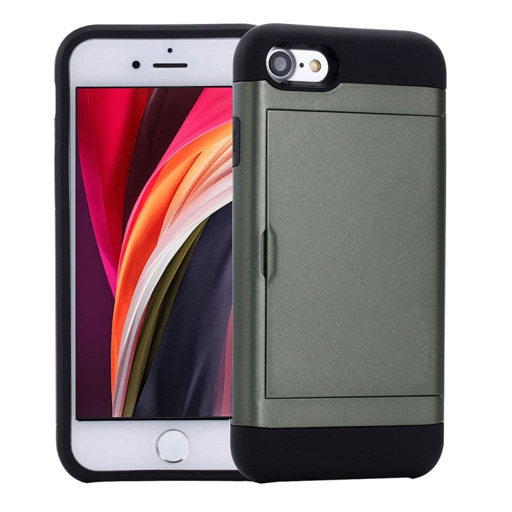 iPhone SE (2022) etc. Skal med glidkortshållare - Grön