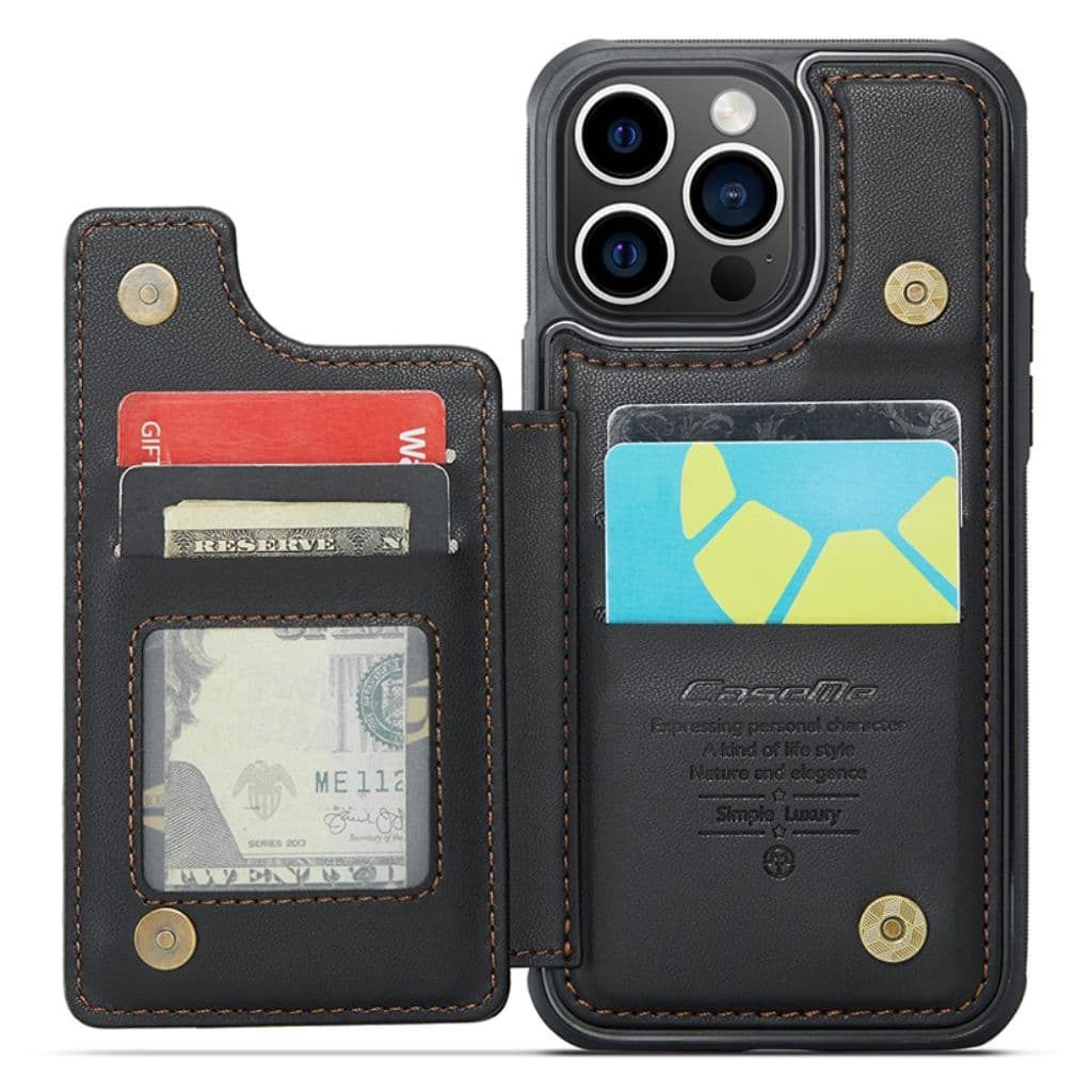 CASEME iPhone 14 Pro Plånboksskal RFID-blockerande – Svart - Bild 2