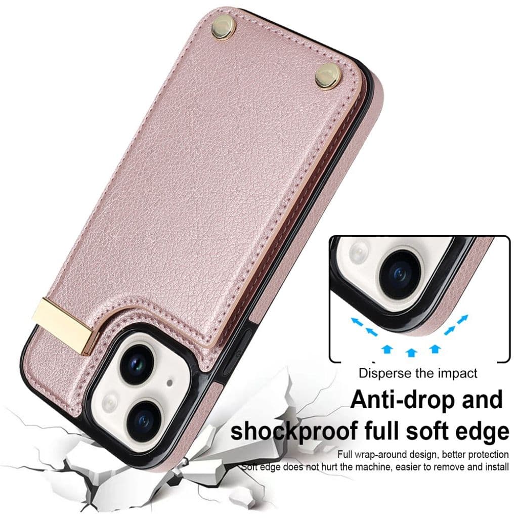 iPhone 15 Plus Skal med korthållare - Roséguld