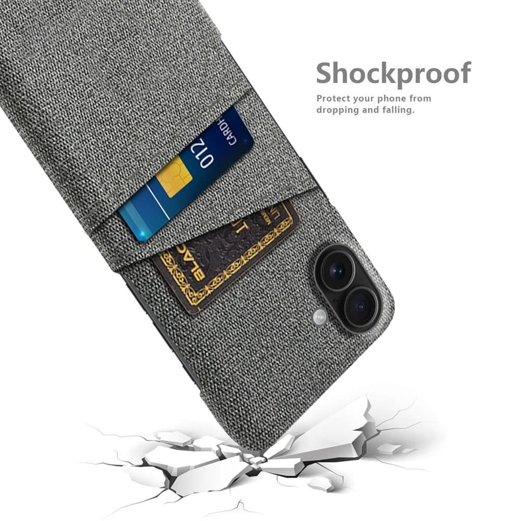 iPhone 17 Mobilskal med två kortfack i textil – Grå - Bild 4