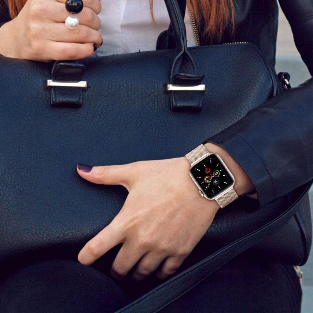 Tech-Protect MilaneseBand Kockarmband till Apple Watch 42/44/45/49 mm - Guld - Bild 2