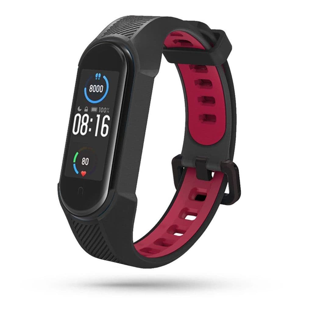 Tech-Protect Armor Kockarmband till Xiaomi Mi Smart Band 5/6/6 NFC - Svart/Röd