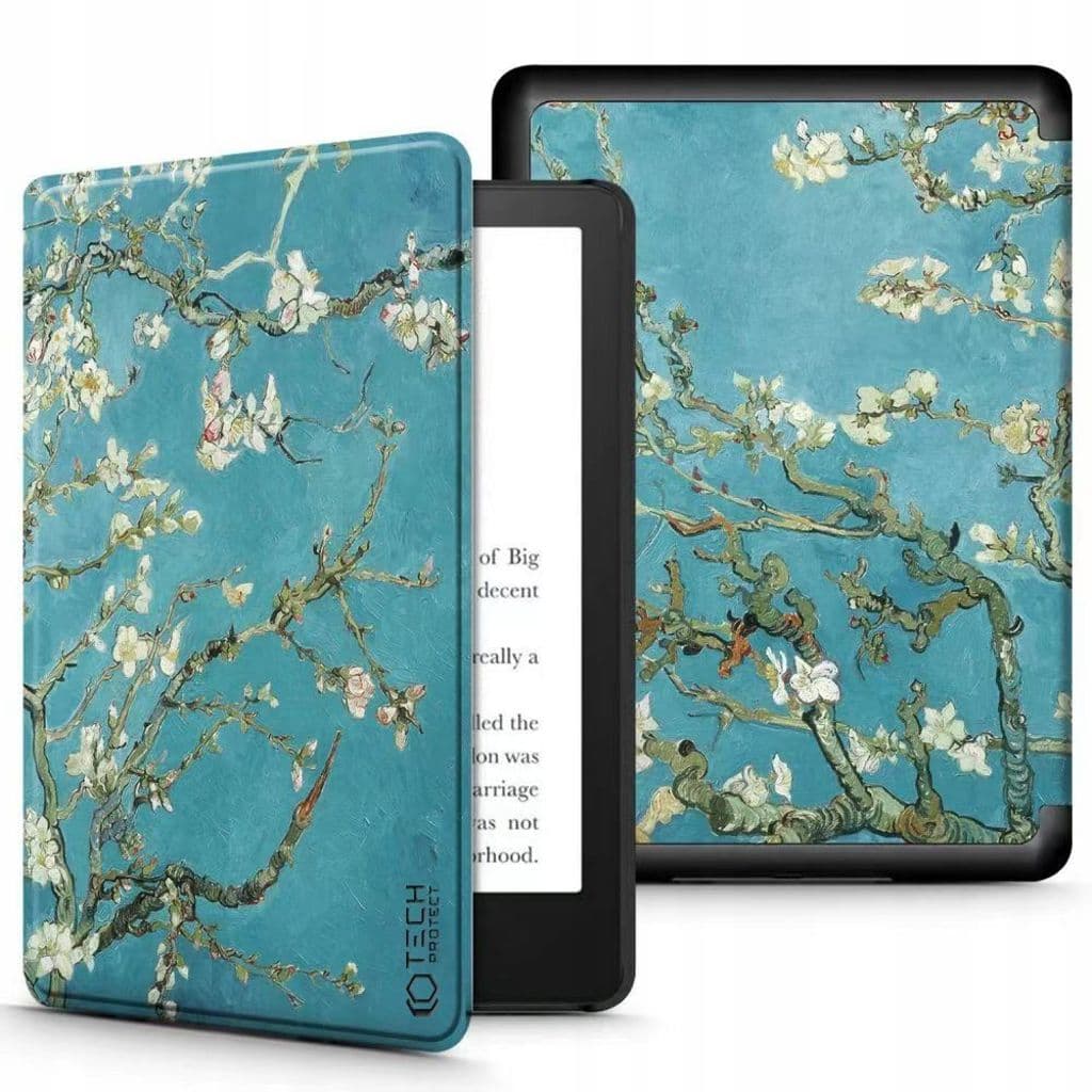 Tech-Protect Kindle Paperwhite V/5/Signature Edition Skal – Blå med Sakura-mönster