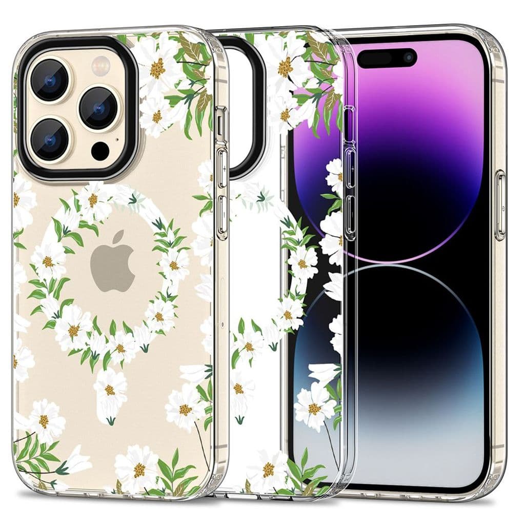 Tech-Protect MagMood MagSafe Skal till iPhone 15 Pro - White Daisies