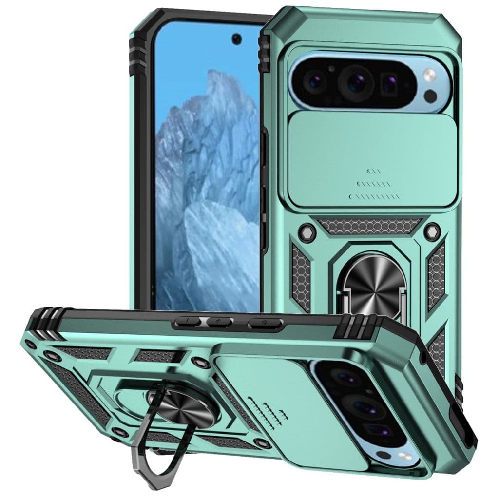 Google Pixel 10 Pro / 10 / 9 / 9 Pro Skal med Stativ - Grön