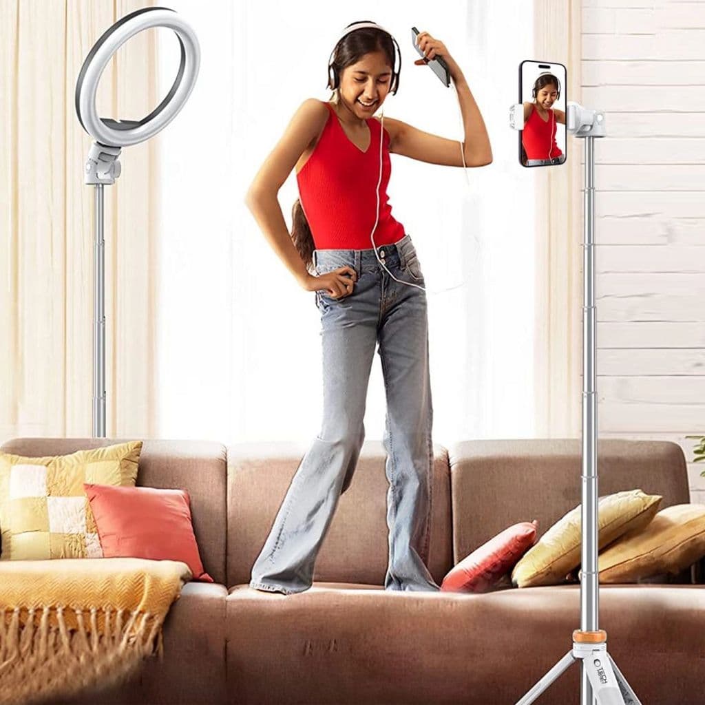 Tech-Protect Bluetooth selfiestick / stativ med fjärrkontroll, 148cm - vit - Bild 8