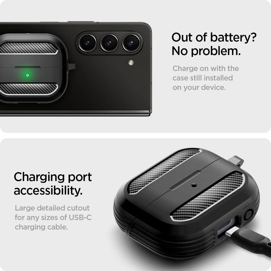 Spigen Rugged Armor with Carabiner Skal till Samsung Galaxy Buds 3/3 Pro Case - Svart - Bild 4