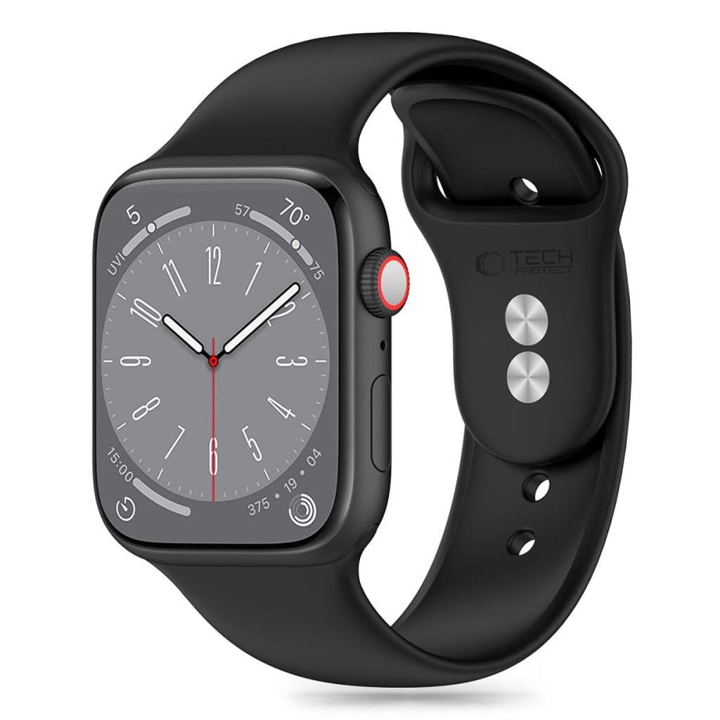 Tech-Protect Silicone Kockarmband till Apple Watch 42/44/45/49 mm - Svart
