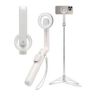Spigen S571W MagSafe Selfie Stick / stativ med Bluetooth, 74cm - Vit