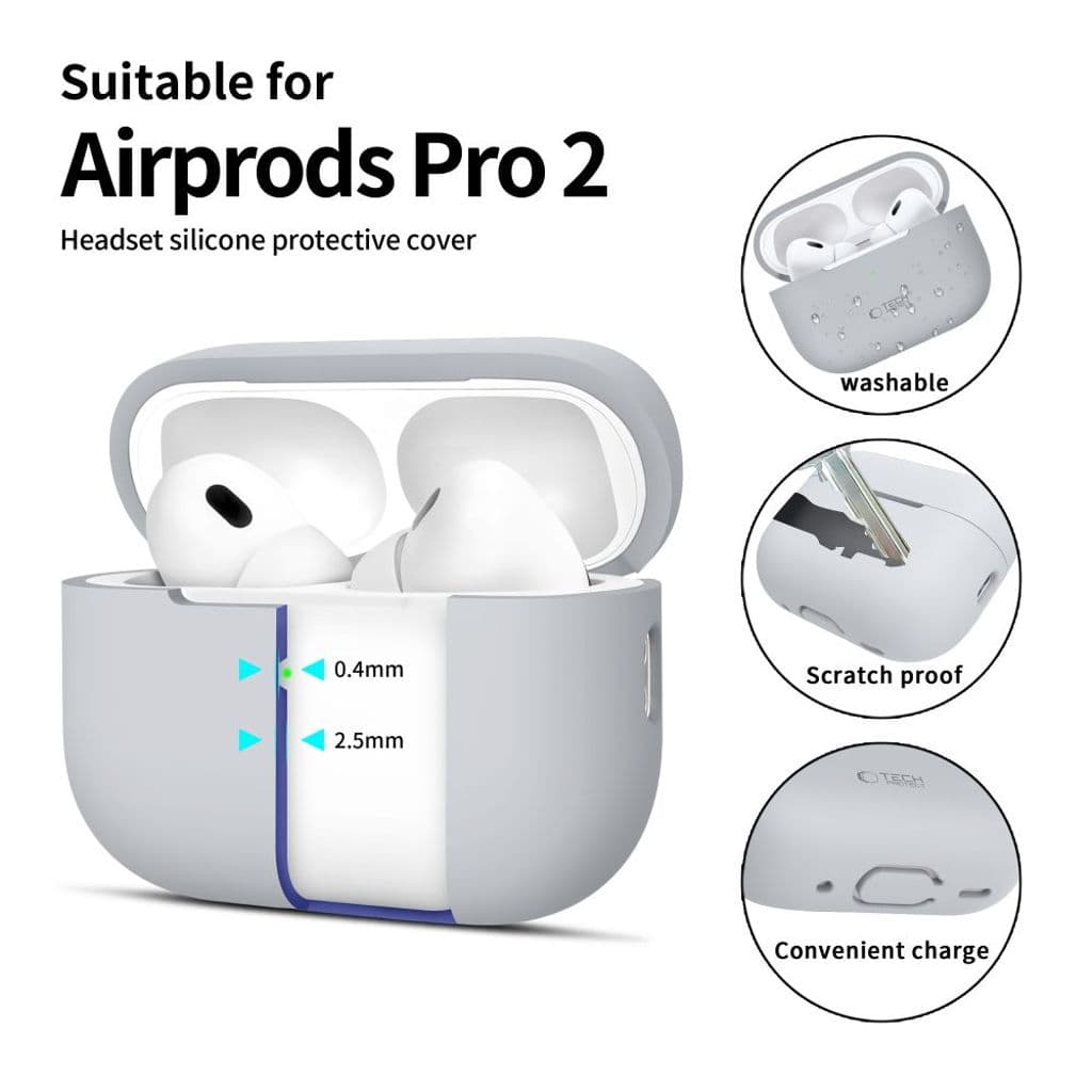 Tech-Protect Silikon Skal till AirPods Pro 1 / 2 - Grå - Bild 4
