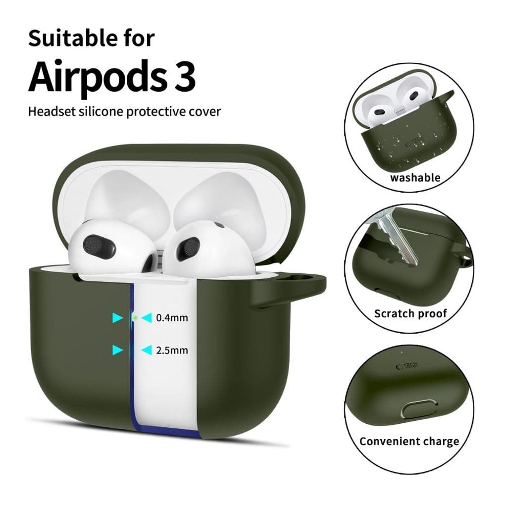 Tech-Protect Silicone Hook Skal till AirPods 3 - Grön - Bild 4