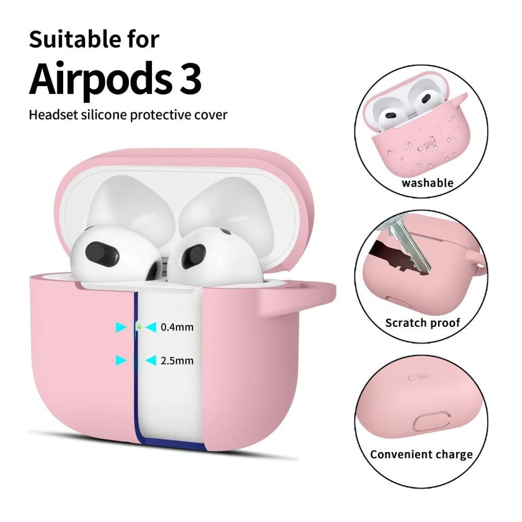 Tech-Protect Silicone Hook Skal till AirPods 3 - Rosa - Bild 4