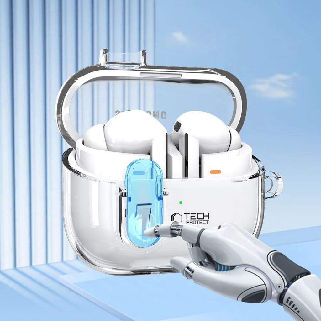 Tech-Protect FlexAir with Carabiner Skal till Samsung Galaxy Buds 3/3 Pro - Transparent - Bild 2