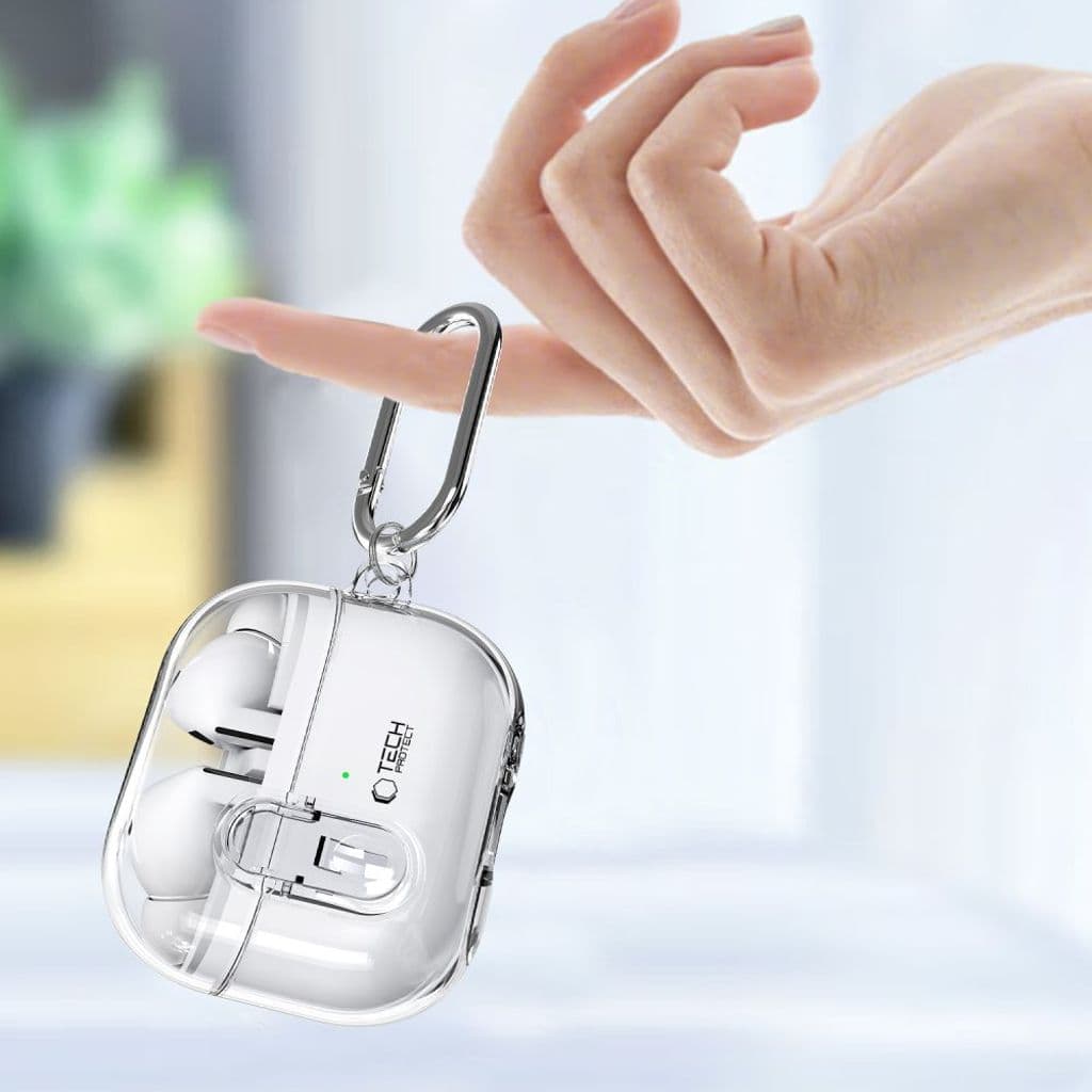 Tech-Protect FlexAir with Carabiner Skal till Samsung Galaxy Buds 3/3 Pro - Transparent - Bild 5