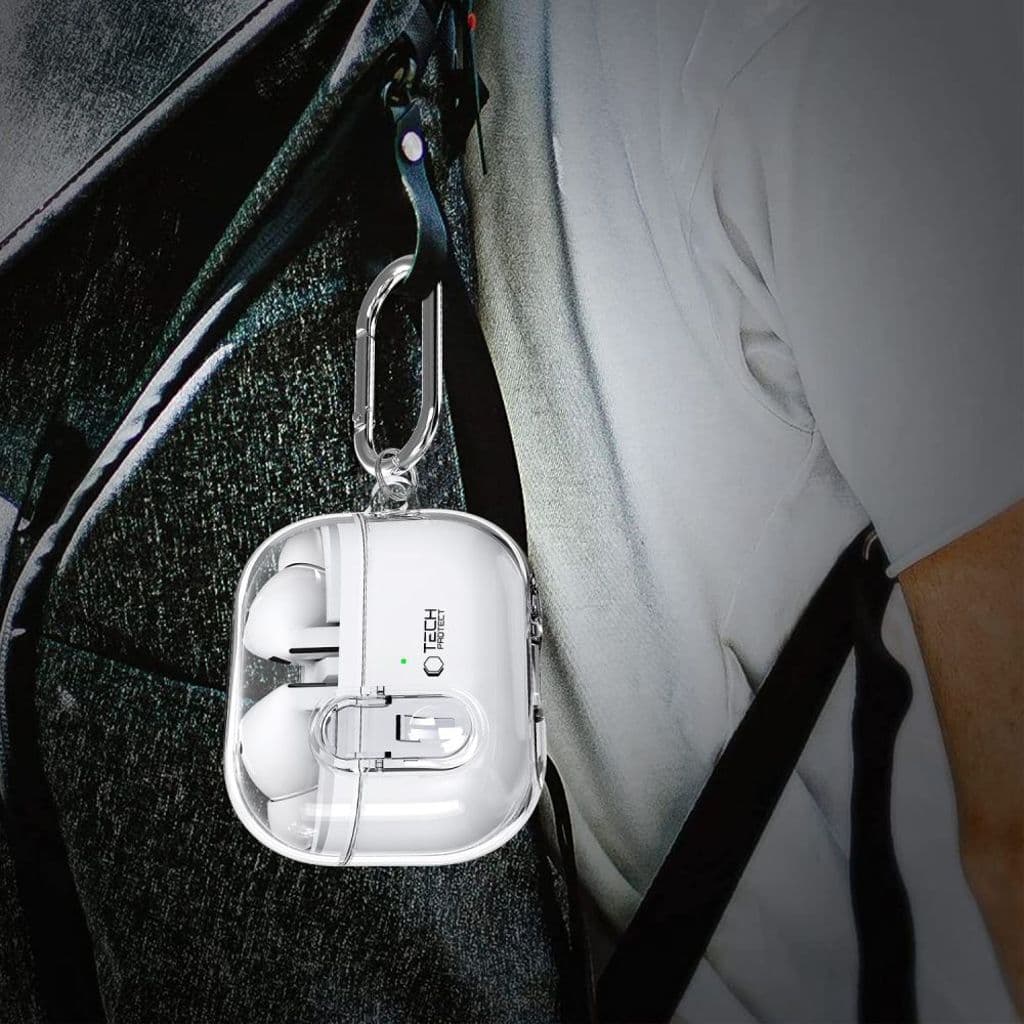 Tech-Protect FlexAir with Carabiner Skal till Samsung Galaxy Buds 3/3 Pro - Transparent - Bild 4