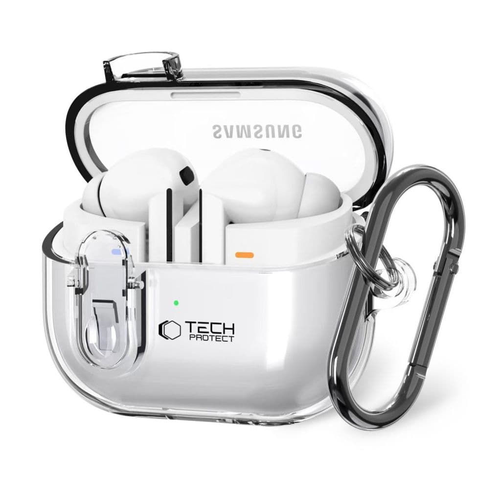 Tech-Protect FlexAir with Carabiner Skal till Samsung Galaxy Buds 3/3 Pro - Transparent