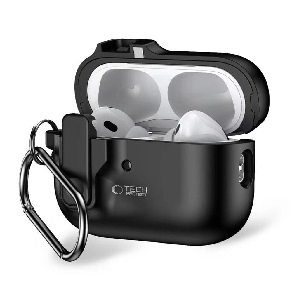 Tech-Protect Slim Hook Fodral med karbinhake till Apple AirPods Pro 1/2 - Svart