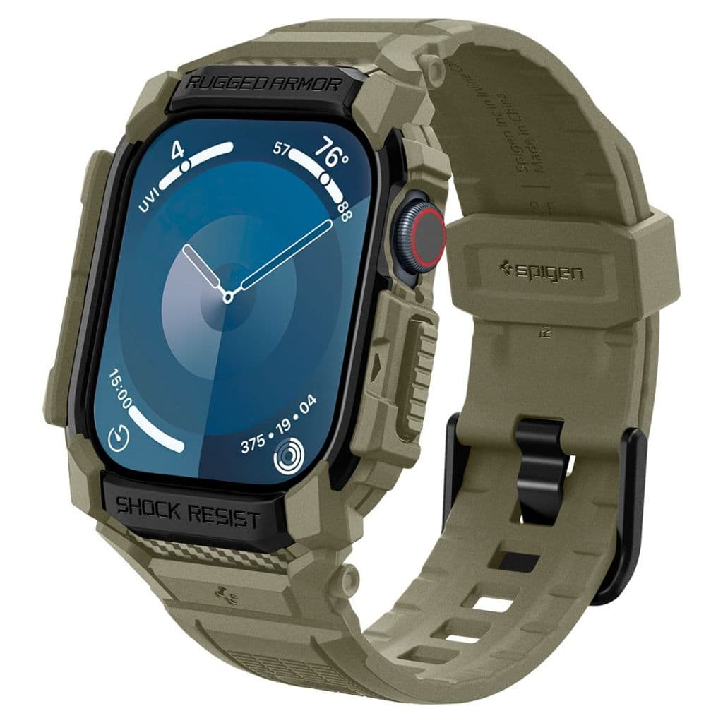 Spigen Rugged Armor Pro Kockarmband till Apple Watch 10 (46 mm) - Grön