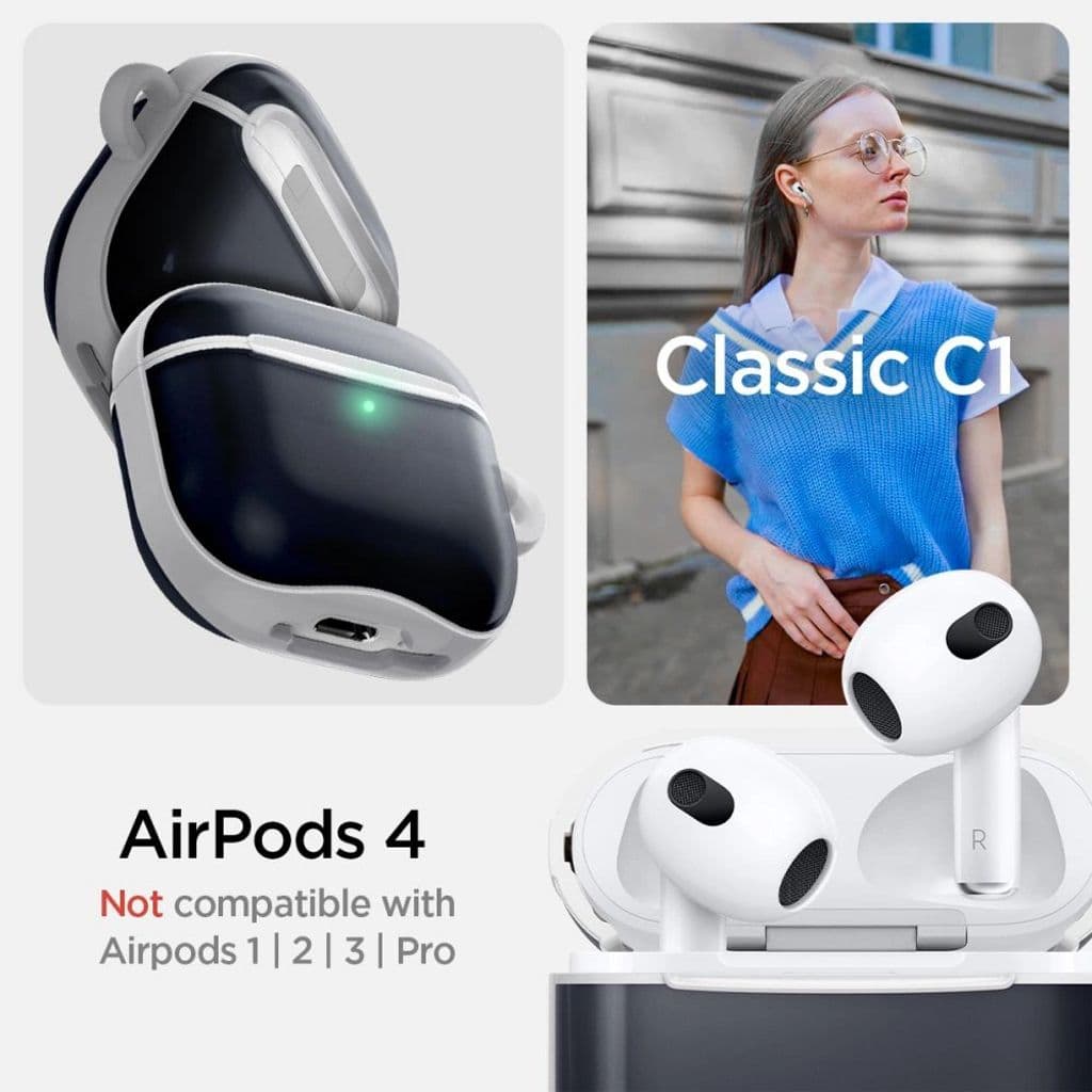 Spigen Classic C1 Fodral för AirPods 4 - Grå - Bild 5