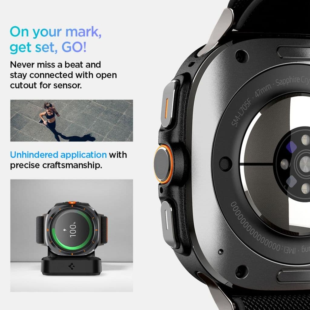 Spigen Fit Lite Kockarmband till Galaxy Watch Ultra 47mm - Svart - Bild 14