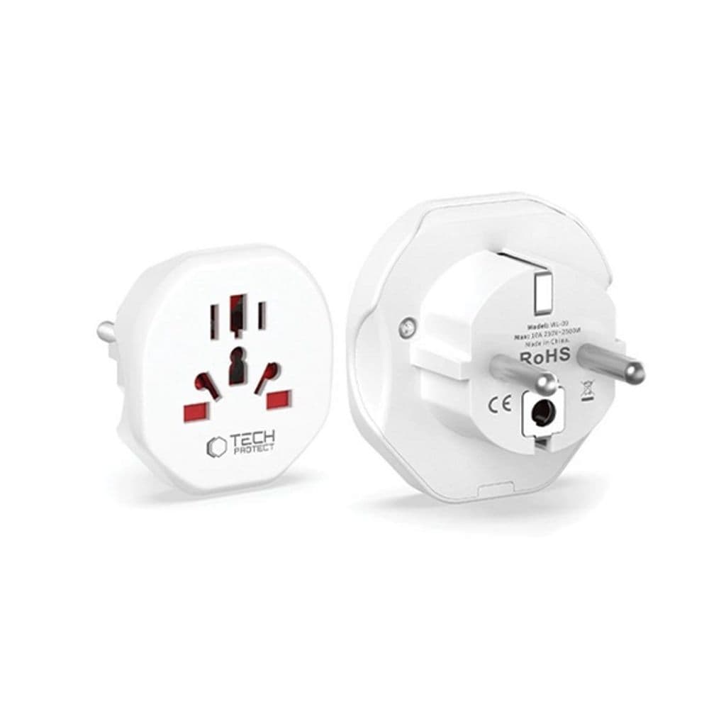 Tech-Protect universal reseadapter till EU - vit