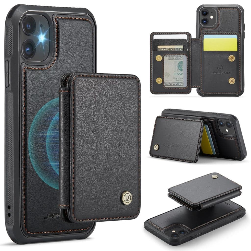 JEEHOOD iPhone 11 Skal med Magnetisk Korthållare – Svart