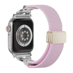 Apple Watch 49/46/44/42mm Flätat Nylonarmband med strass - Lila