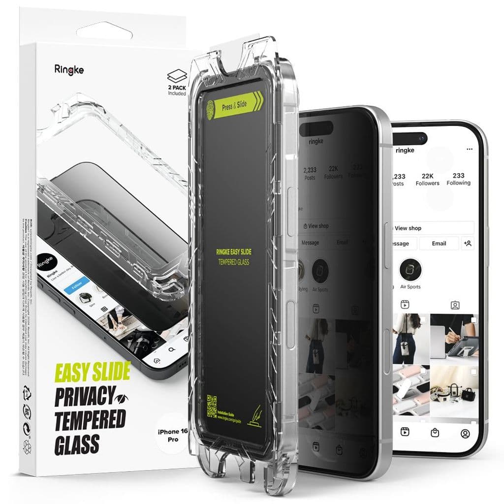 Ringke Easy Slide Privacy Glass 2-pack Skärmskydd till iPhone 16 Pro