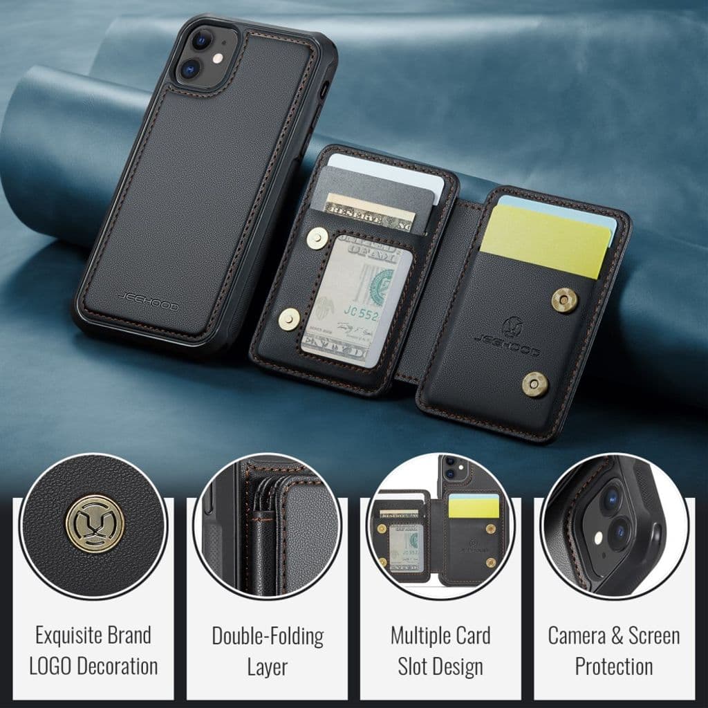 JEEHOOD iPhone 11 Skal med Magnetisk Korthållare – Svart - Bild 14