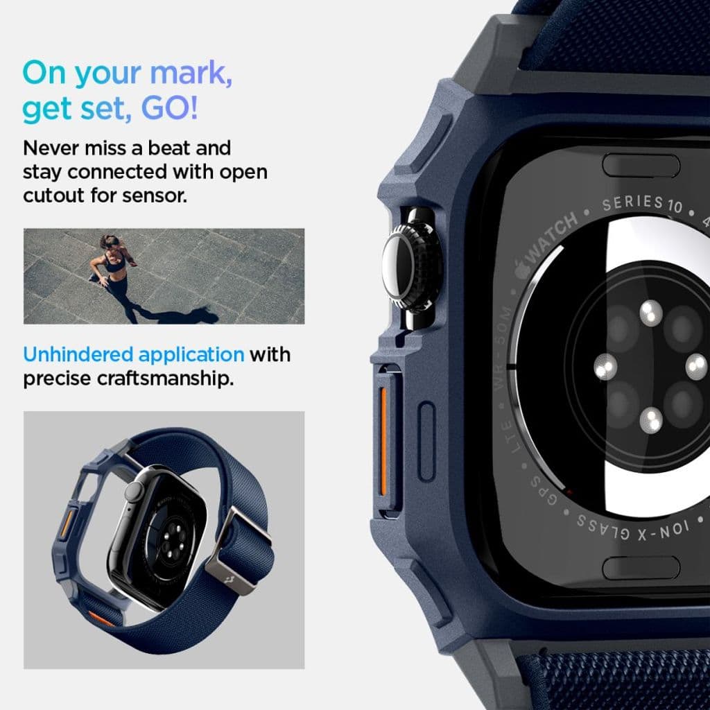 Spigen Lite Fit Pro Kockarmband till Apple Watch 10 46 mm - Marinblå - Bild 5