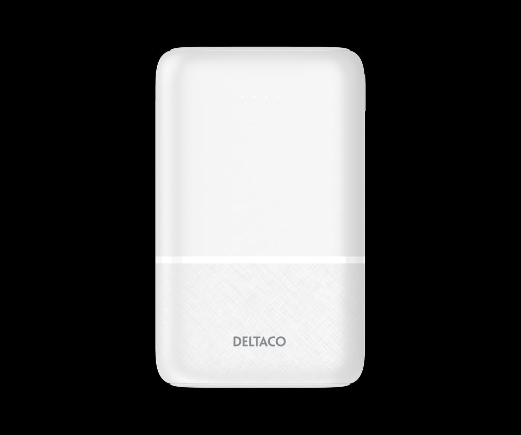 Deltaco Powerbank 10 000 mAh, 2x USB-A, 1x USB-C - Vit