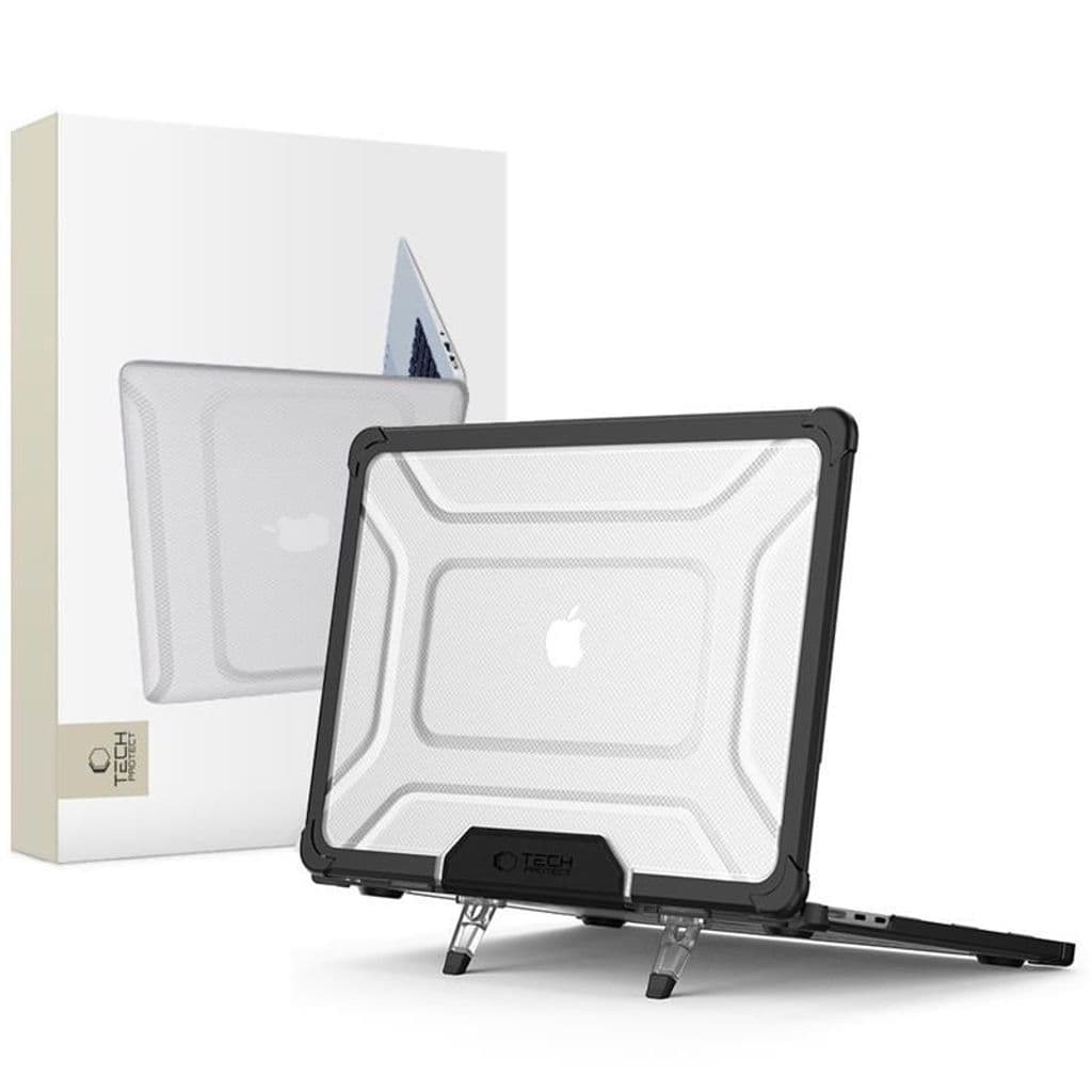 Tech-Protect MacBook Air 13 Skal med Stativ SmartShell Pro – Transparent/Svart
