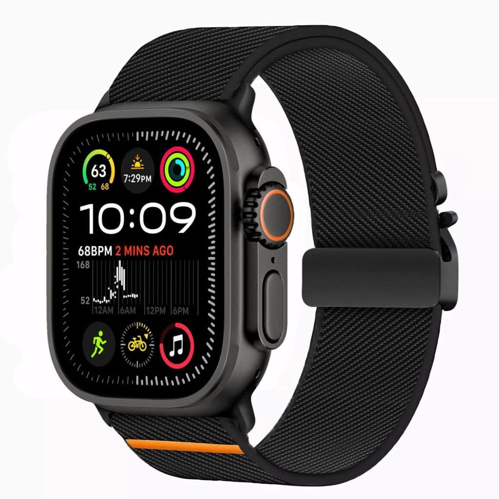 Tech-Protect Nylon Clasp Kockarmband till Apple Watch 44/45/46/49 mm - Svart - Bild 4