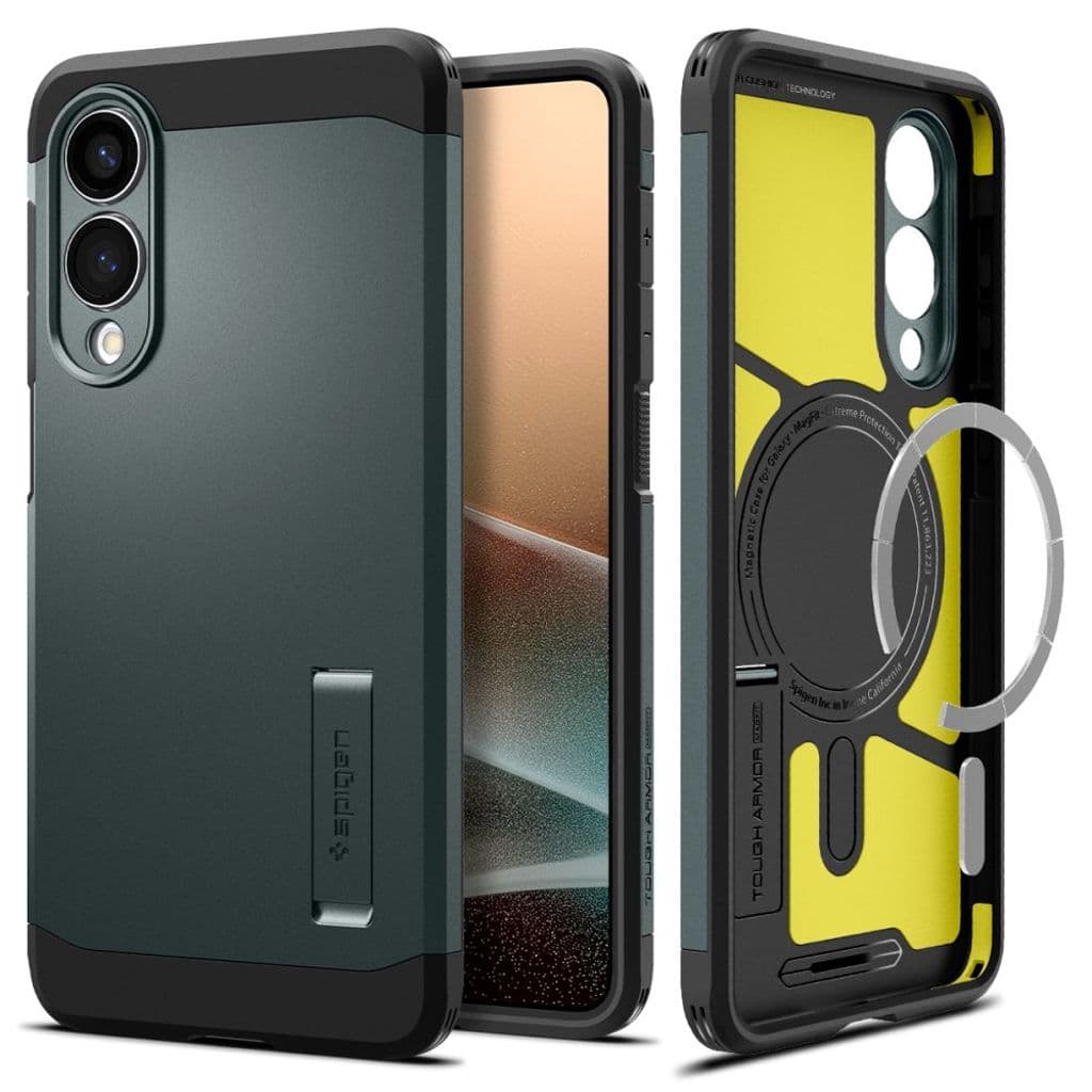 Spigen Tough Armor MagSafe Skal till Samsung Galaxy S25 Edge - Grön/Svart