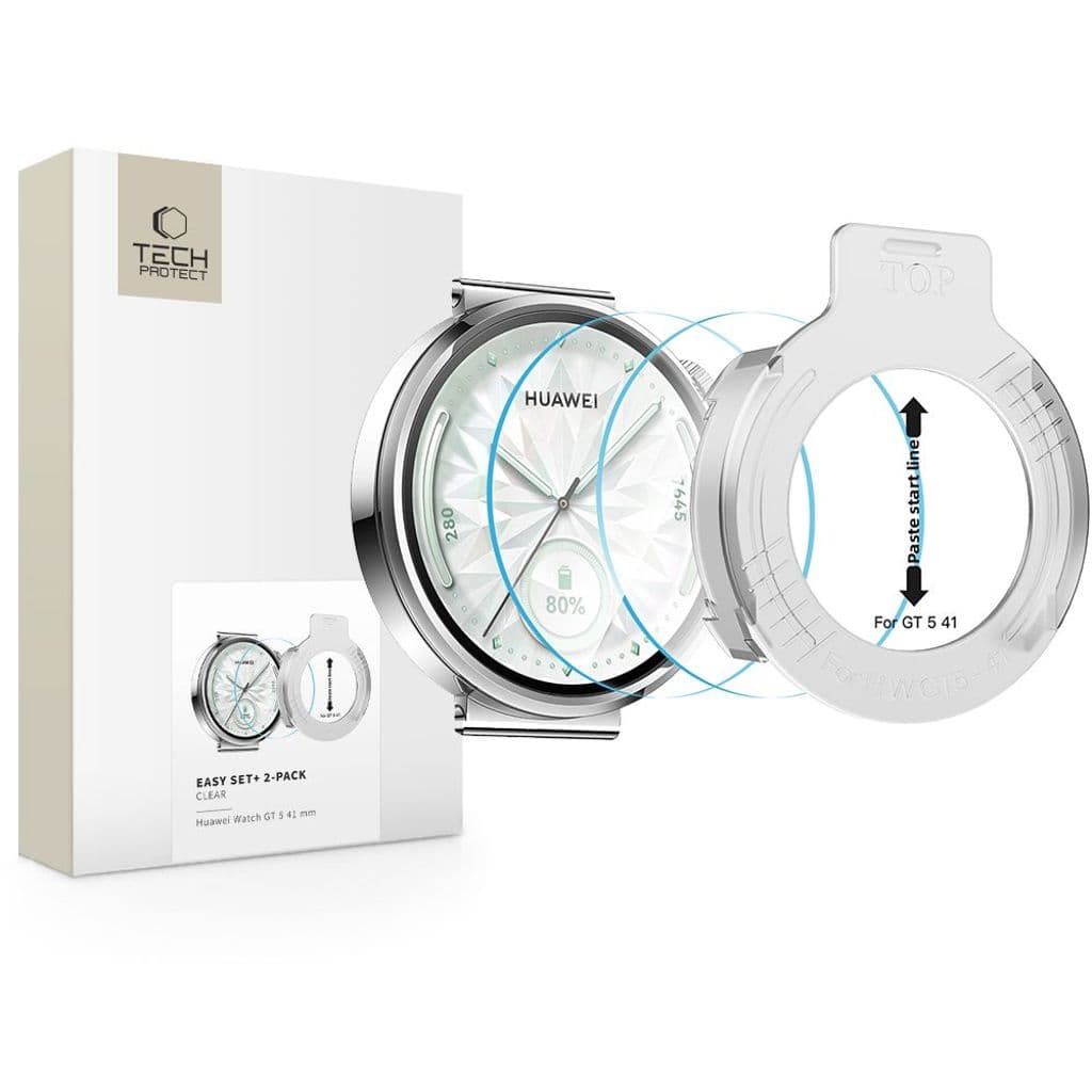Tech-Protect Easy Set+ Skärmskydd till Huawei Watch GT 5 41 mm, 2-pack