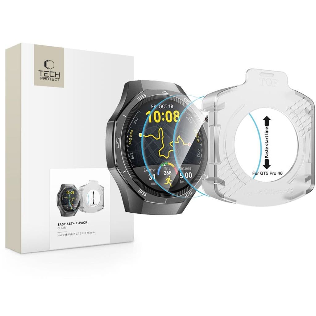 Tech-Protect Easy Set+ Skärmskydd till Huawei Watch GT 5 Pro, 2-pack