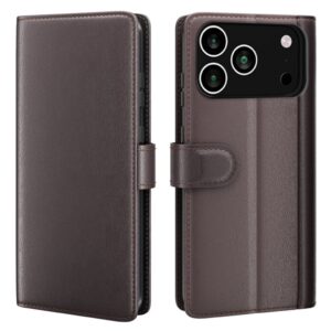 AMORUS Plånboksfodral i äkta läder till iPhone 18 Pro Max/17 Pro Max - Brun