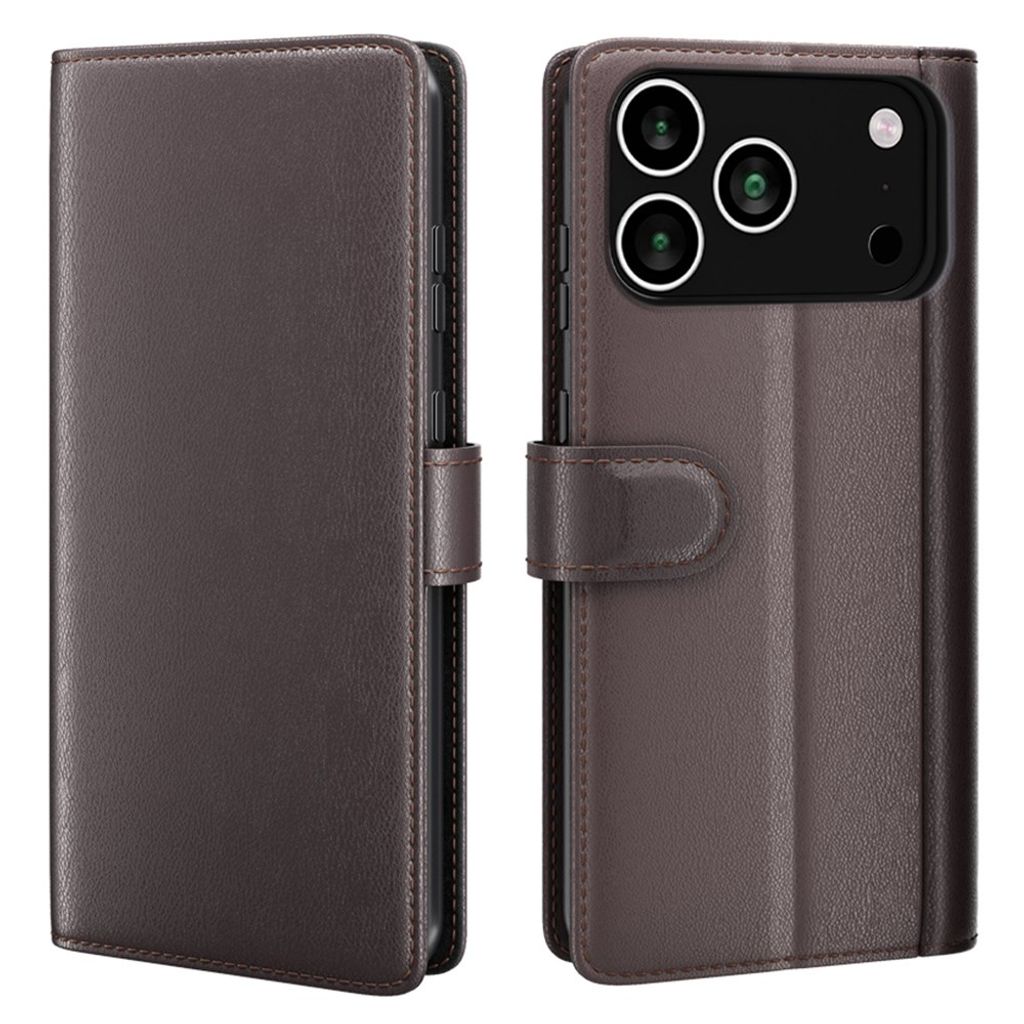AMORUS Plånboksfodral i äkta läder till iPhone 18 Pro Max/17 Pro Max - Brun