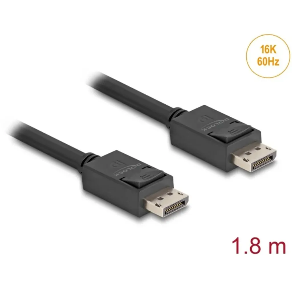 Delock DisplayPort-kabel 16K @ 60Hz, 80 Gbps, 1,8 m - Bild 2