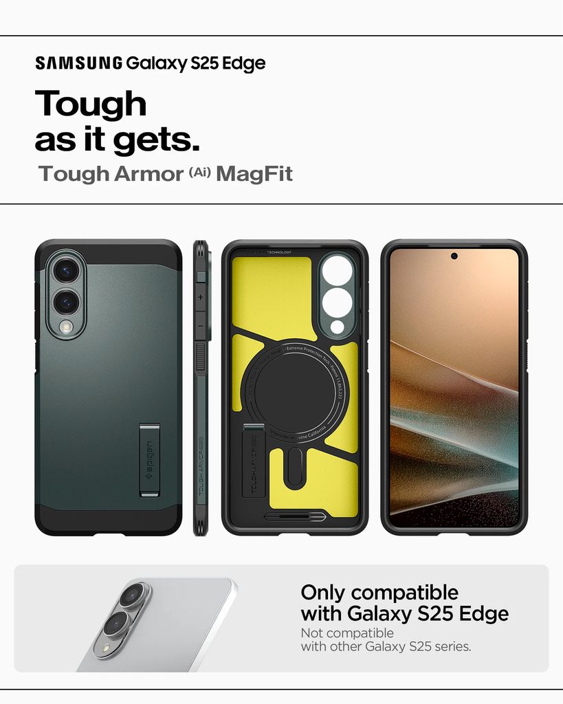 Spigen Samsung Galaxy S25 Edge Tough Armor MagFit Skal - Svart - Bild 5