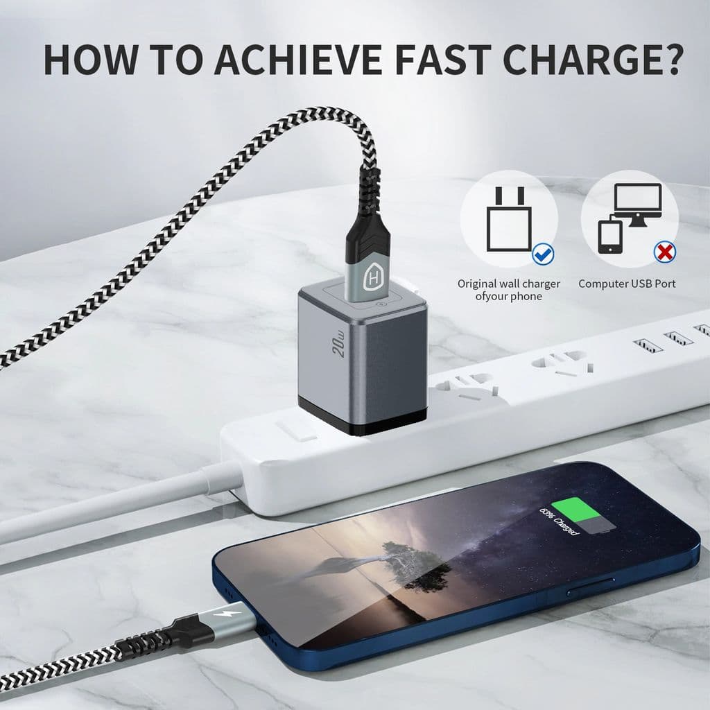NEXTBATT 20W Snabbladdare | USB-C | Svart/Grå - Bild 3
