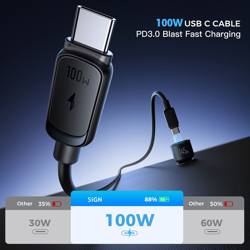 SiGN Billaddare 145W med 2x USB-C & 1x USB-A – PD & QC3.0 - Bild 7
