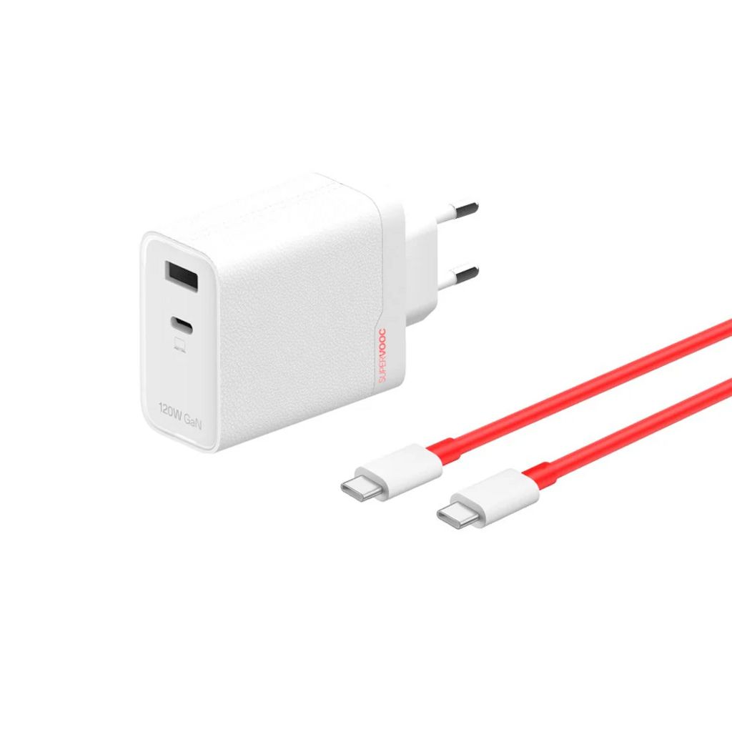 OnePlus SUPERVOOC GaN Nätladdare 120W USB-C/A - Vit/Röd